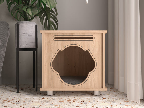 Stilvolle und moderne Hundemöbel mit dem Eingang in Form eines Hundekopfes