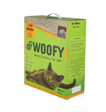 10 Liter Woofy natürlich klumpende Katzenstreu grüne Produktbox