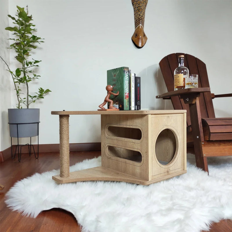 Der Nina Kratzbaum Natur ist ein stilvoller Katzenhaus-Beistelltisch, der das Gesprächsthema in Ihrem Zuhause sein wird. 
